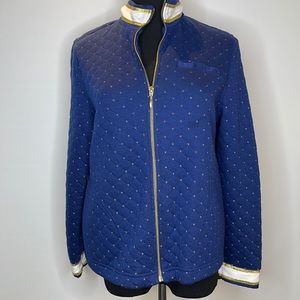 Breckinridge Petite Zip-Up Navy & Gold Jacket MP